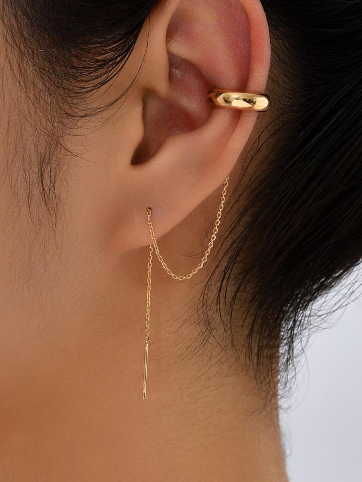 Thick Band Threader Earrings
